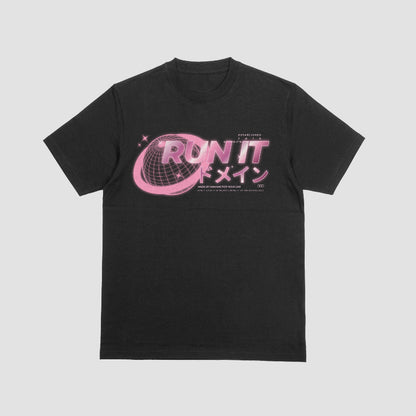 "RUN IT" collection vintage neon space t-shirt UNRELEASED