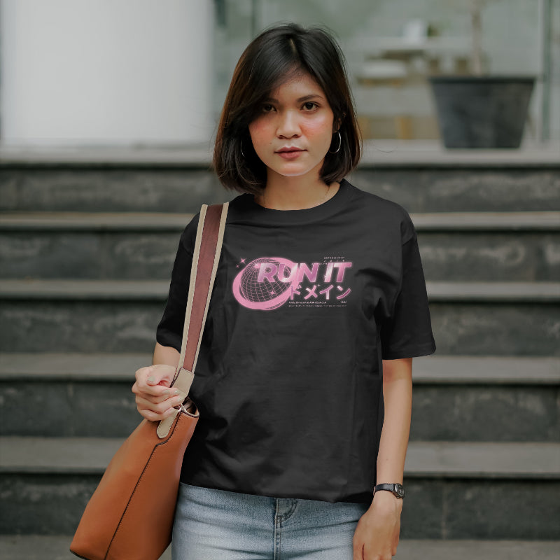 "RUN IT" collection vintage neon space t-shirt UNRELEASED